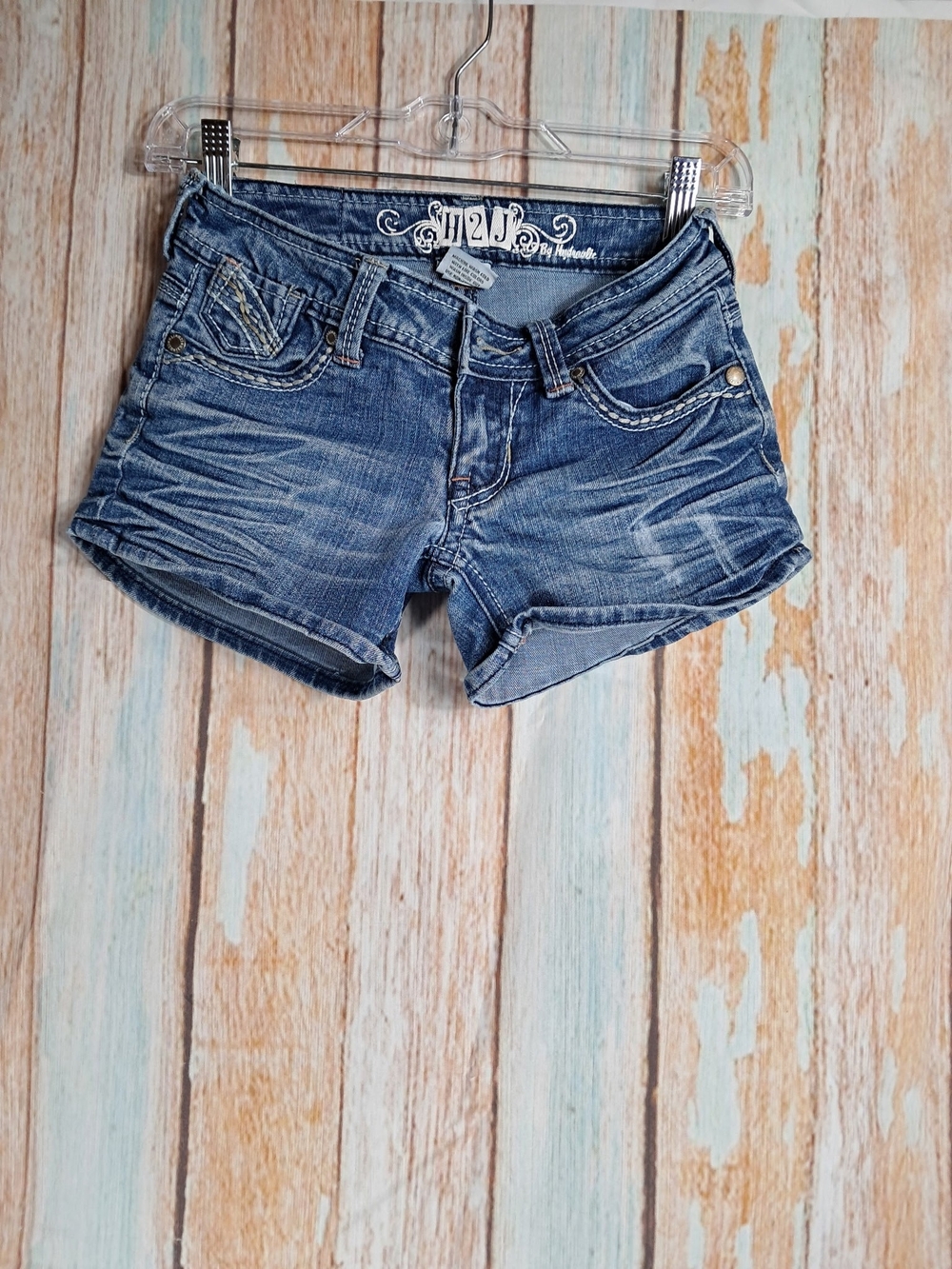 Hydraulic H2J Blue Distressed Denim Women's Jean Shorts Size 0